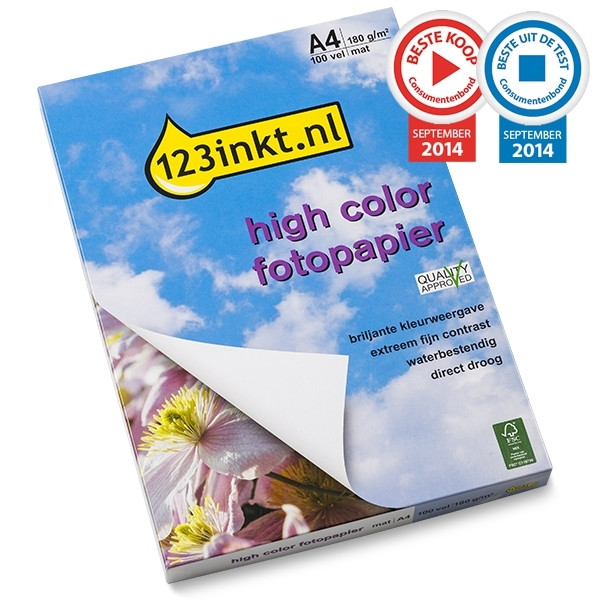123inkt High Color mat fotopapier 180 g/m² A4 (100 vellen) FSC® Mix 70% 064020 - 1