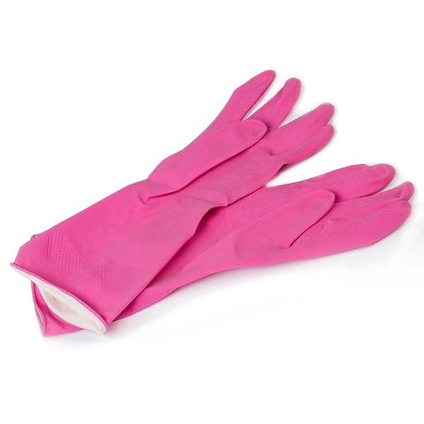 123inkt Huishoudhandschoen maat L roze/geel  SDR00080 - 1