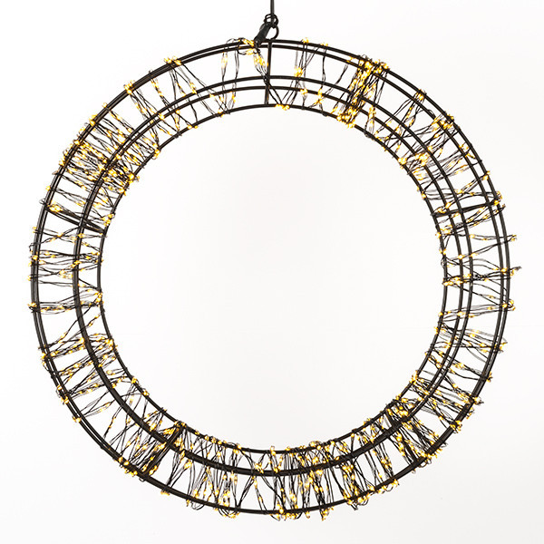 Kerstkrans met ophangoog Ø 36 cm extra warmwit & warmwit 800 lampjes zwart LDR07270 - 2