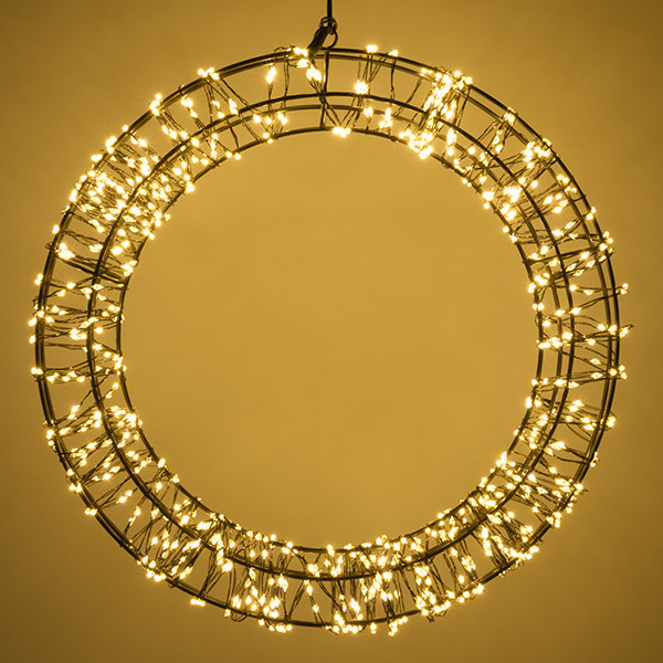 Kerstkrans met ophangoog Ø 36 cm extra warmwit & warmwit 800 lampjes zwart LDR07270 - 3