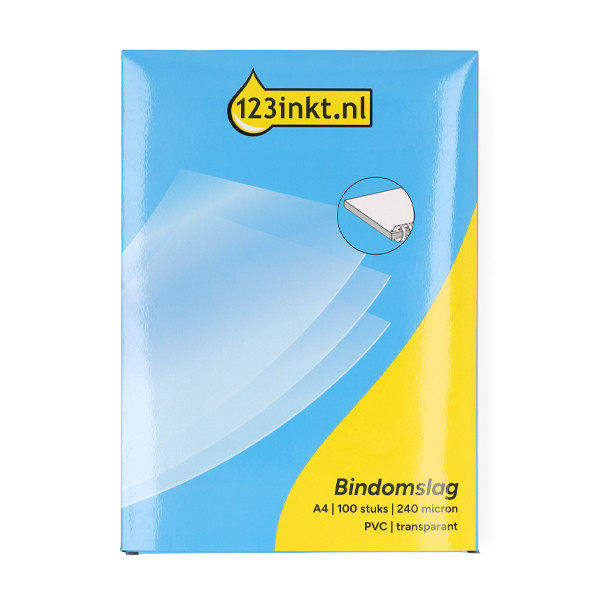 123inkt PVC bindomslag 240 micron transparant A4 (100 stuks) 303183 - 1