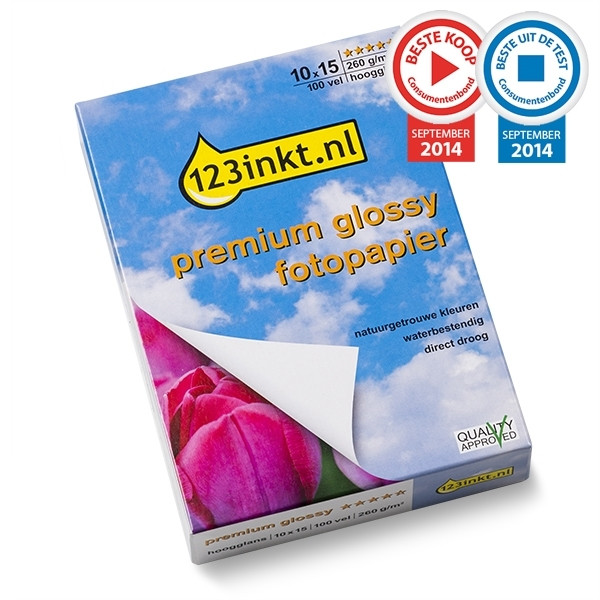 123inkt Premium Glossy hoogglans fotopapier 260 g/m² 10 x 15 cm (100 vellen)  064130 - 1
