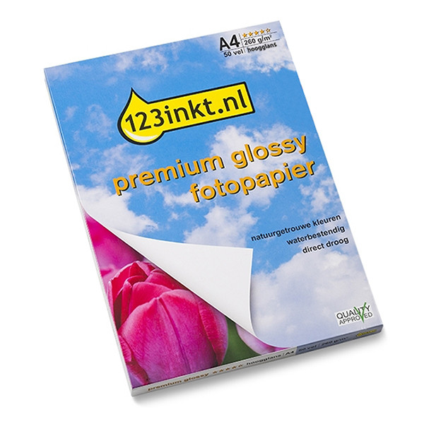 123inkt Premium Glossy hoogglans fotopapier 260 g/m² A4 (50 vellen) 064120 - 1