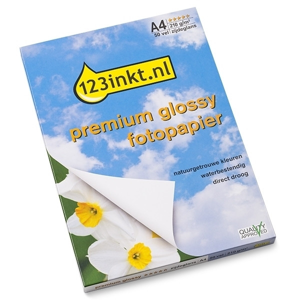 123inkt Premium Glossy zijdeglans fotopapier 210 g/m² A4 (50 vellen)  064100 - 1