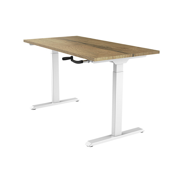 123inkt Slinger zit-sta bureau wit onderstel naturel blad 140 x 80 cm  302601 - 3