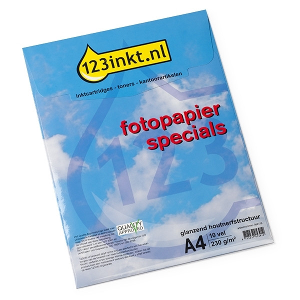 123inkt Specials glanzend fotopapier met houtnerfstructuur 230 g/m² A4 (10 vellen)  064178 - 1