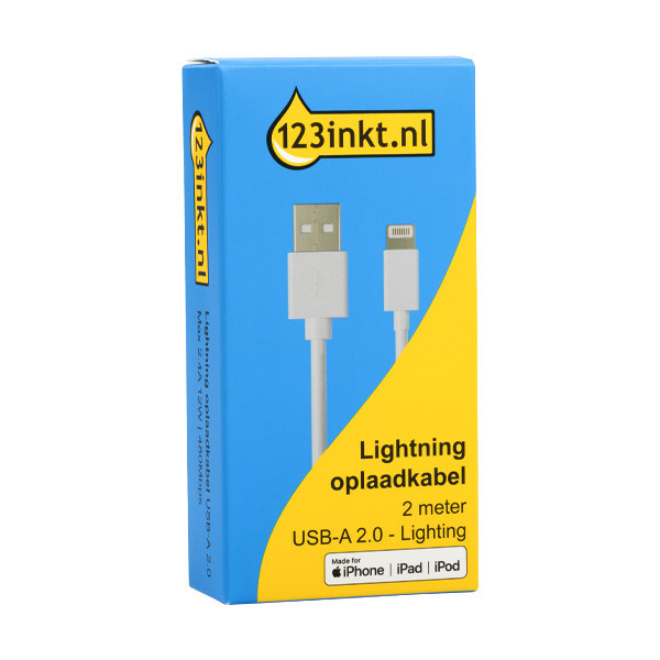 USB-A naar Lightning kabel geschikt voor iPhone 14 en ouder wit (2 meter) 303331 - 2