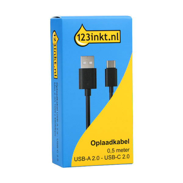 USB-A naar USB-C 2.0 kabel geschikt voor OnePlus zwart (0,5 meter) 303360 - 2