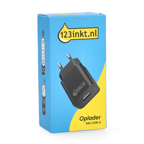 123inkt USB-A oplader 5W zwart 302913 - 5
