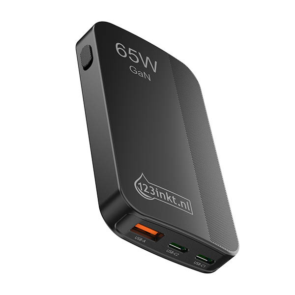 123inkt USB-C + USB-A snellader 65W zwart 302916 - 2