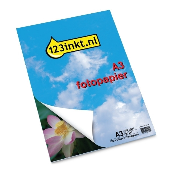 123inkt Ultra Glossy hoogglans fotopapier 300 g/m² A3 (20 vellen) 064169 - 1
