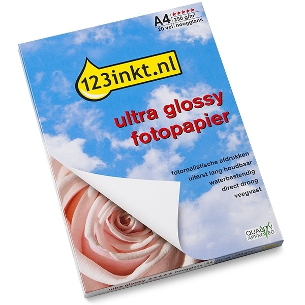 hoe totaal vier keer 123inkt Ultra Glossy hoogglans fotopapier 300 g/m² A4 (20 vellen) 123inkt  123inkt.be