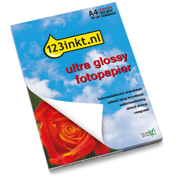 123inkt Ultra Glossy zijdeglans fotopapier 300 g/m² A4 (20 vellen)  064150 - 1