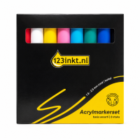 123inkt acrylmarkerset basis assorti (1,8 - 2,5 mm rond/beitel) 8 stuks