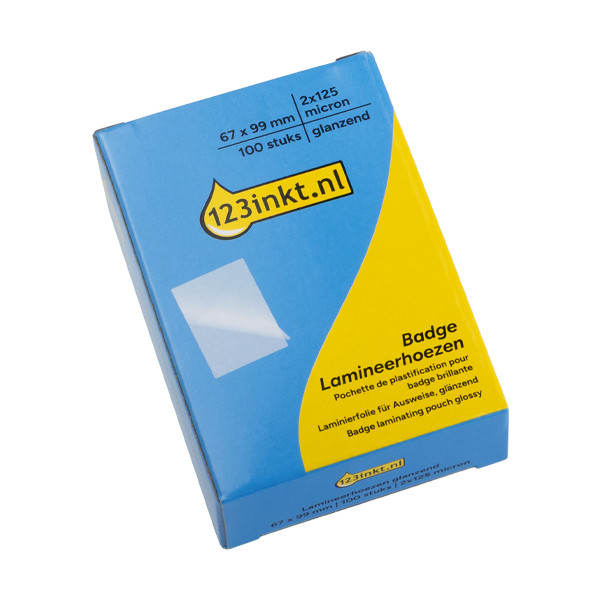 123inkt badge lamineerhoes 67 x 99 mm glanzend 2x125 micron (100 stuks) 302892 - 1