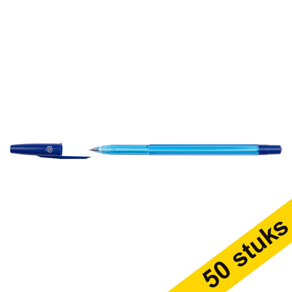 123inkt balpen met dop blauw (50 stuks) 303328 - 1