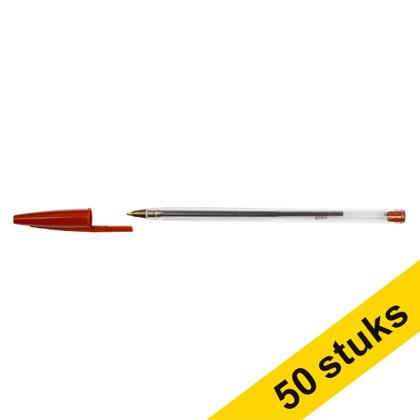 123inkt balpen met dop helder rood (50 stuks) 8373619C 302083 - 1