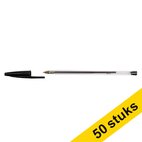 123inkt balpen met dop helder zwart (50 stuks) 8373639C 302084 - 1