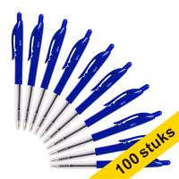 123inkt balpen met drukknop blauw voordeelpak (100 stuks) 942915C 302074