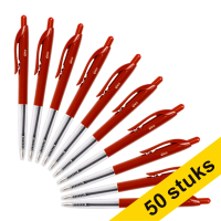 123inkt balpen met drukknop rood (50 stuks)