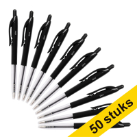 123inkt balpen met drukknop zwart (50 stuks)