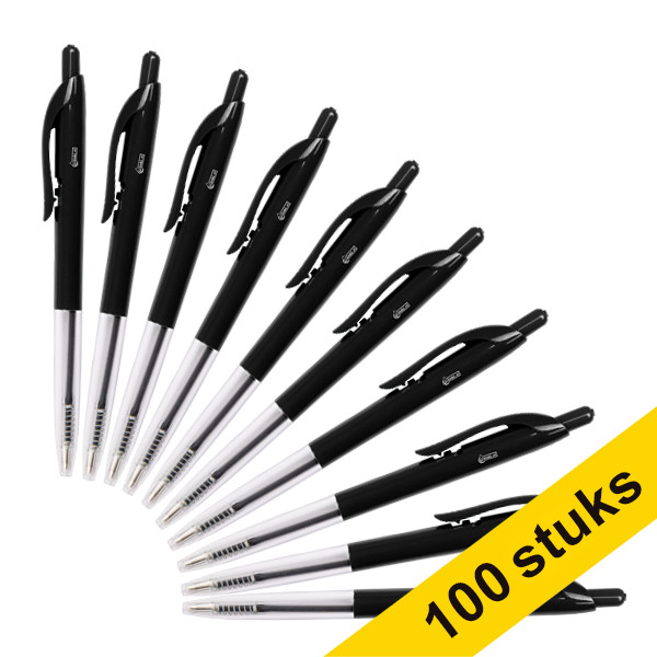 123inkt balpen met drukknop zwart voordeelpak (100 stuks) 942917C 302079 - 1