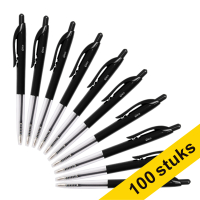 123inkt balpen met drukknop zwart voordeelpak (100 stuks) 942917C 302079