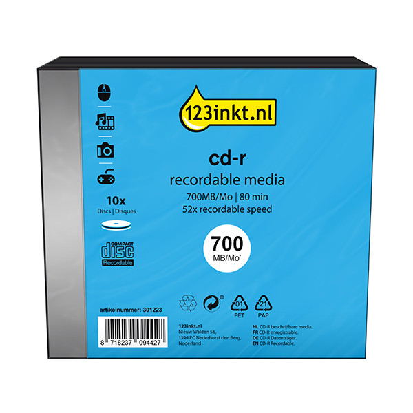 123inkt cd-r 80 min. 10 stuks in slimline doosjes 301223 - 1