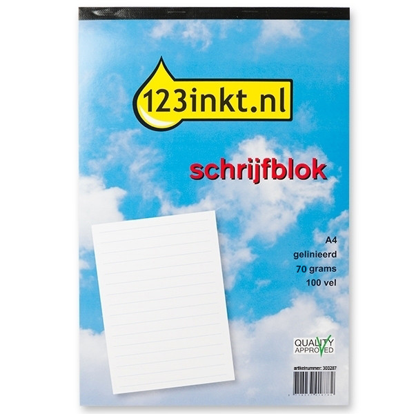 123inkt cursusblok A4 gelijnd 70 g/m² 100 vellen 300287 - 1