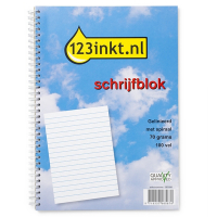 123inkt cursusblok A4 gelijnd 70 g/m² 100 vellen met spiraal K-5504-SPC 300289