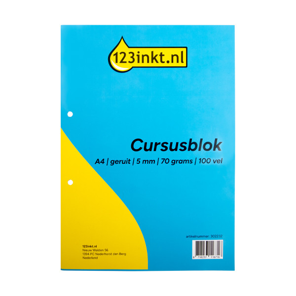 123inkt cursusblok A4 geruit 5 mm 70 g/m² (100 vellen) 01538C 302232 - 1