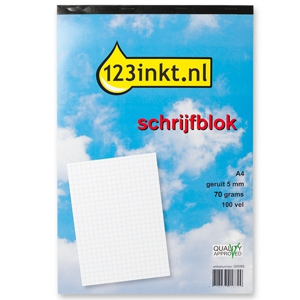 123inkt cursusblok A4 geruit 5 mm 70 g/m² 100 vellen 300288 - 1
