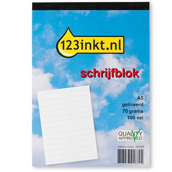 123inkt cursusblok A5 gelijnd 70 g/m² 100 vellen K-5505C 300290 - 1