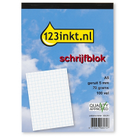 123inkt cursusblok A5 geruit 5 mm 70 g/m² 100 vellen K-5515C 300291