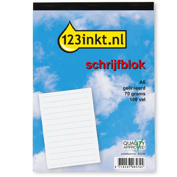 123inkt cursusblok A6 gelijnd 70 g/m² 100 vellen K-5506C 300292 - 1