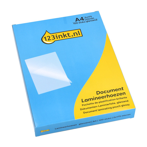 123inkt document lamineerhoes A4 glanzend 2x175 micron (100 stuks) 302888 - 1