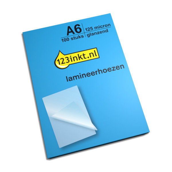 123inkt document lamineerhoes A6 glanzend 2x125 micron (100 stuks) 301134 123inkt document lamineerhoes A6 glanzend 2x125 micron (100 stuks) 301134 - 1