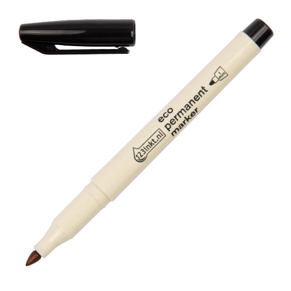 123inkt eco permanent marker zwart (1 mm rond) 4-25001C 390602 - 1