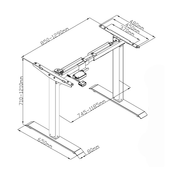 123inkt elektrisch zit-sta bureauonderstel wit (1 motor) BUR.000.WH 302643 - 4