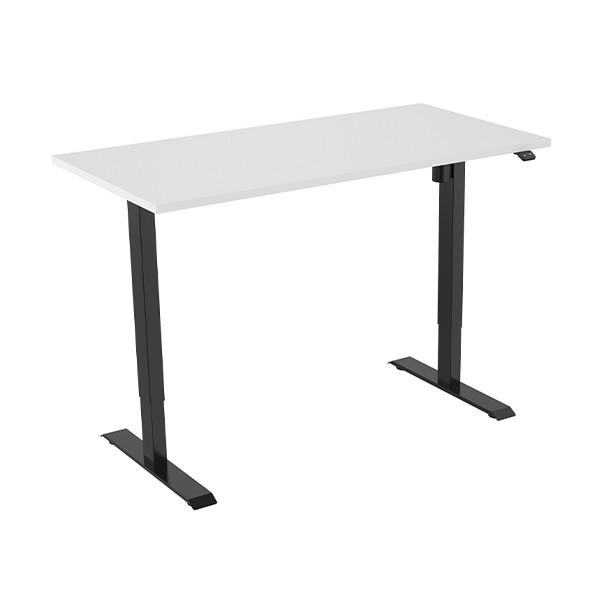 123inkt elektrische zit-sta bureau zwart onderstel wit blad 140 x 80 cm (1 motor)  302644 - 1