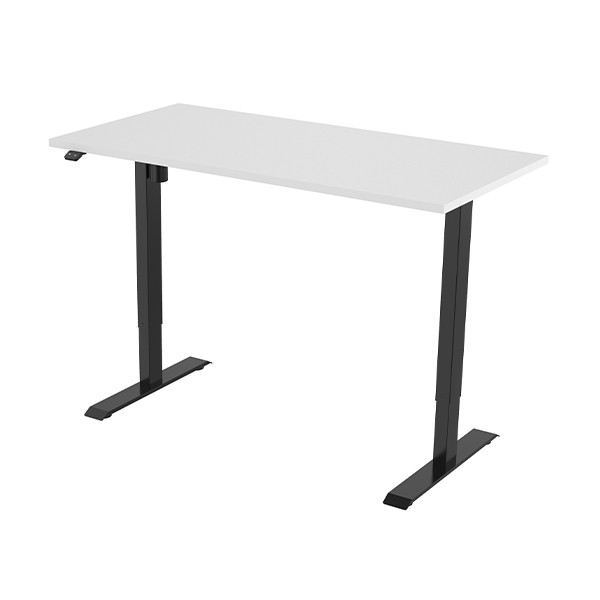 123inkt elektrische zit-sta bureau zwart onderstel wit blad 140 x 80 cm (1 motor)  302644 - 2