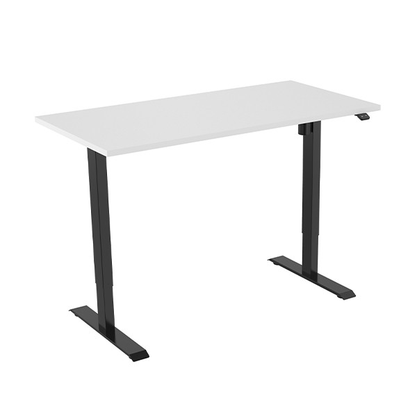 123inkt elektrische zit-sta bureau zwart onderstel wit blad 160 x 80 cm (1 motor)  302652 - 1