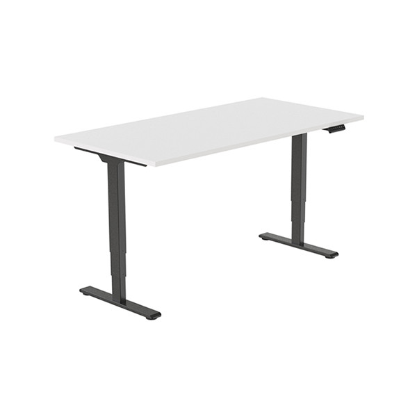 123inkt elektrische zit-sta bureau zwart onderstel wit blad 160 x 80 cm (2 motoren)  302618 - 2