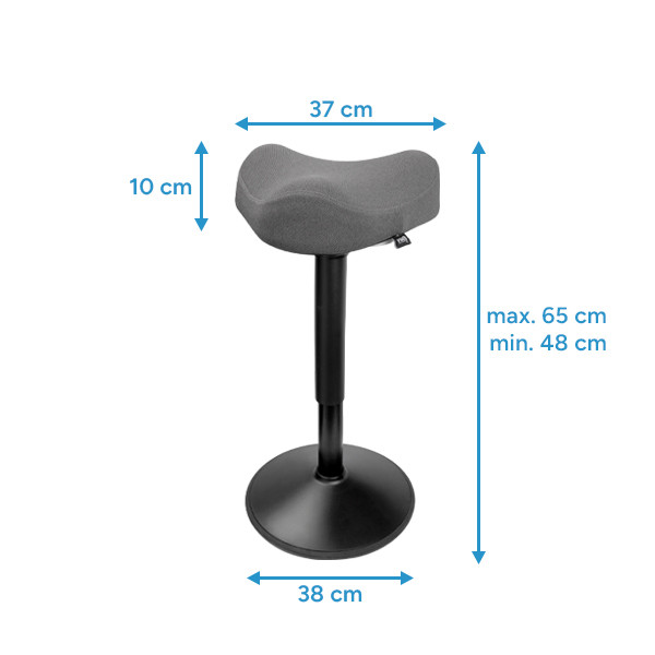 123inkt ergonomische driehoekige zitkruk met gasveer zwart (48 cm - 65 cm)  390048 - 2