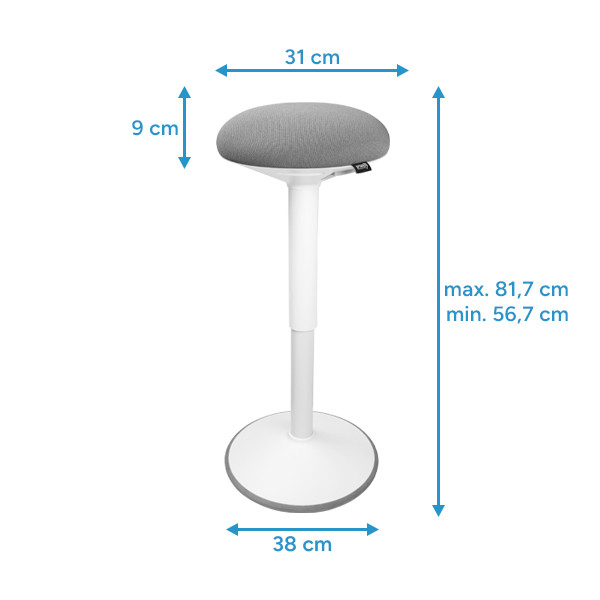 123inkt ergonomische ronde zit-stakruk met gasveer wit (57 cm - 82 cm)  390051 - 2