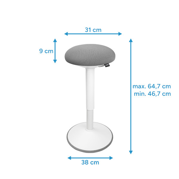 123inkt ergonomische ronde zitkruk met gasveer wit (47 cm - 64 cm)  390053 - 2