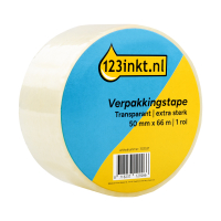 123inkt extra sterke verpakkingstape transparant 50 mm x 66 m (1 rol) 302537