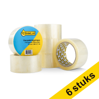 123inkt extra sterke verpakkingstape transparant 50 mm x 66 m (6 rollen) 302886
