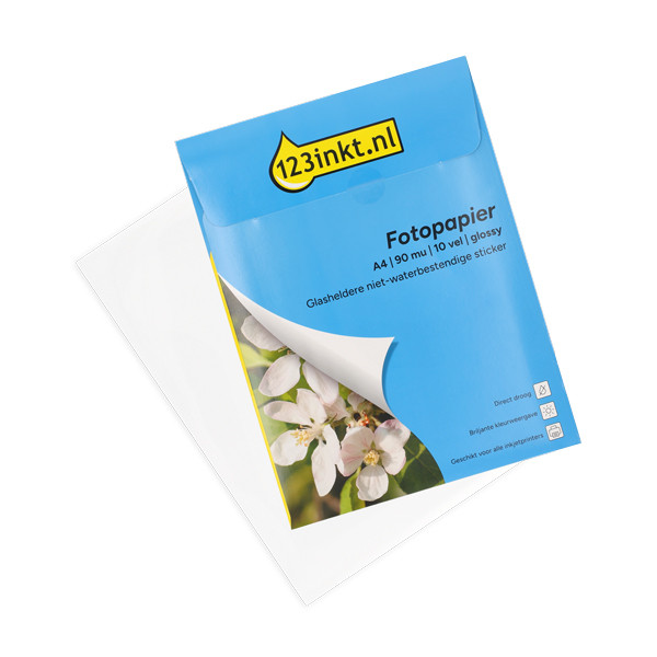 123inkt fotopapier sticker PET A4 transparant (10 stickers) 311068 - 1