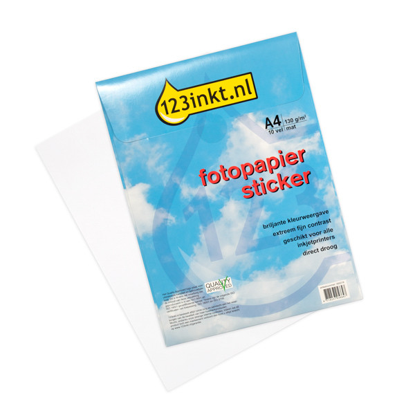 123inkt fotopapier sticker mat A4 wit (10 stickers)  300219 - 1
